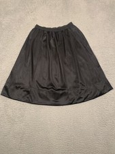 Vintage Black Half Slip Knee Length Nylon USA Lace Trim Small S