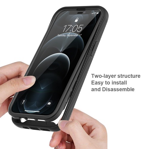 iPhone 13 Pro Max 12 11 7 8 SE XR 360 Full Hybrid Armor Bumper Clear Back Cover - Picture 7 of 12