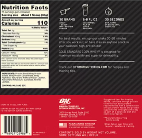 GOLD STANDARD 100% WHEY Protein Powder