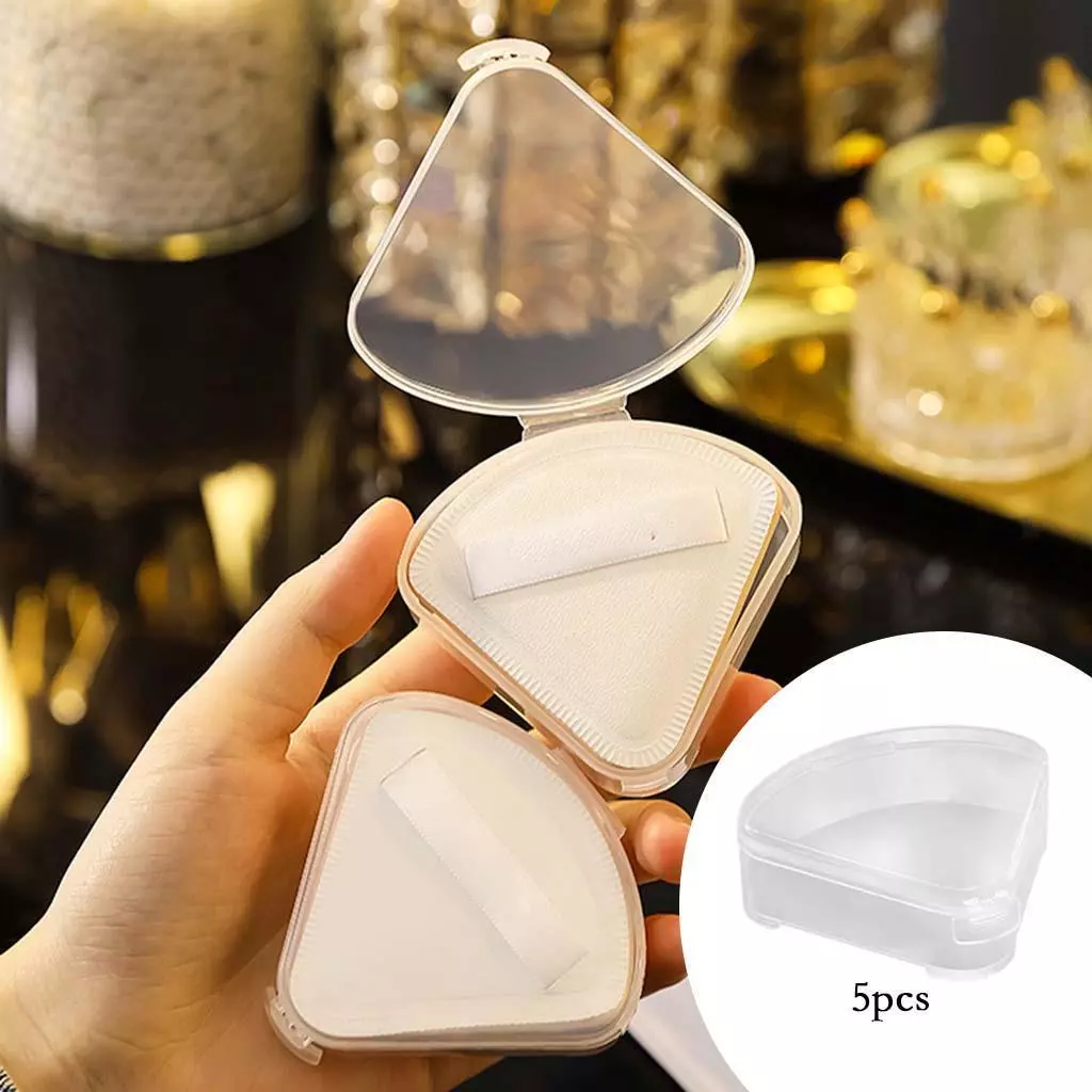 Triangle Puff Box Case Powder Puff Container Storage Box for Home