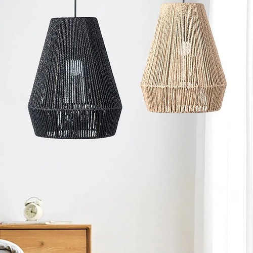 Pendant Light Fixtures Modern Woven Farmhouse Hanging Lamps Rattan Basket Shades - Bild 15 von 26