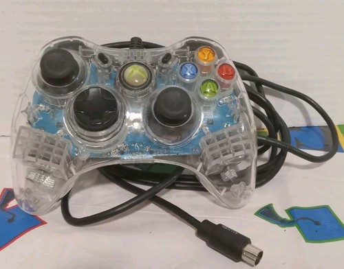 Xbox 360 Afterglow Clear Blue Wired Controller PL-3602 - No Breakaway  - Picture 1 of 3