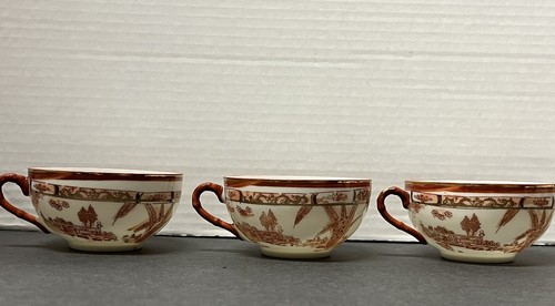 Vintage Japanese Lithophane Geisha Tea Set Porcelain Eggshell Cups Sugar Creamer - Picture 4 of 12