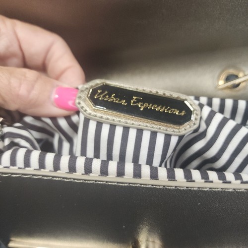Urban Expressions Crossbody Chain Clutch Bag Bow Metallic Gold Vegan Matte - Picture 18 of 21