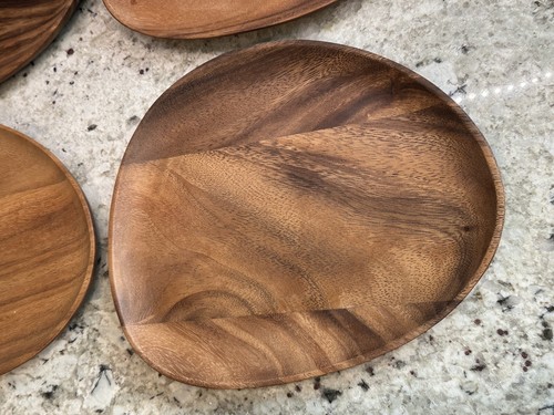 Ohom Acacia Wood Dinner Plates, Set Of 4 - Picture 5 of 12