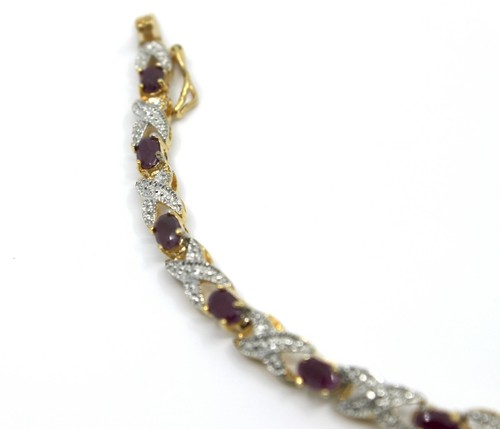 Sign DBT Ruby X Link Tennis Bracelet in Sterling Silver Gold Tone - Picture 8 of 12