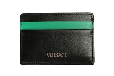 Versace Black & Green Medusa Head 100% Leather Card Case