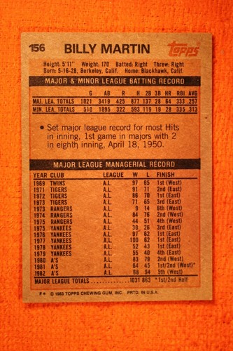 Baseball Card Topps 1983 ANA HOU OAK TOR ATL MIL - Picture 89 of 277