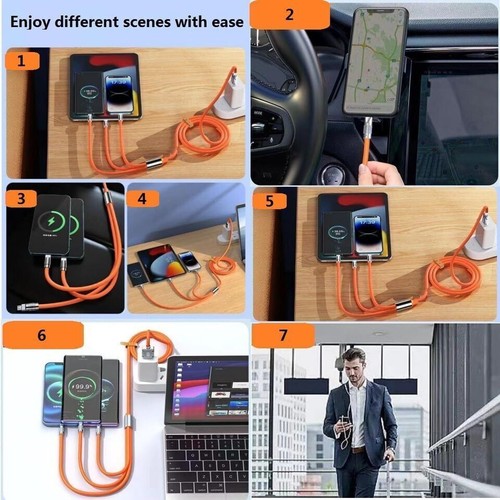 3 in 1 Fast Charging Cable Cell Phone Charger Cord For iPhone Type C Micro LOT - Picture 5 of 19