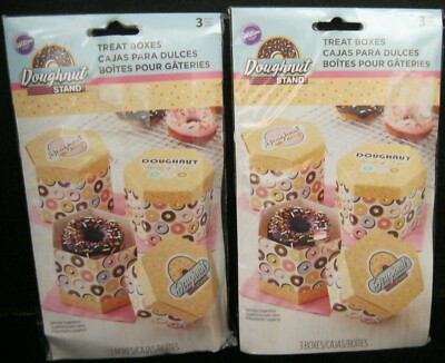 LOT OF 2 PACKAGES TOTAL OF 6  WILTON TREAT BOXES DOUGHNUT STAND #415-8059   NEW!