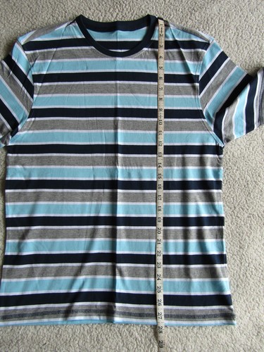 Men's/Ladies Blue, White & Grey Striped T Shirt Small Brand New Without Label - Picture 6 of 10