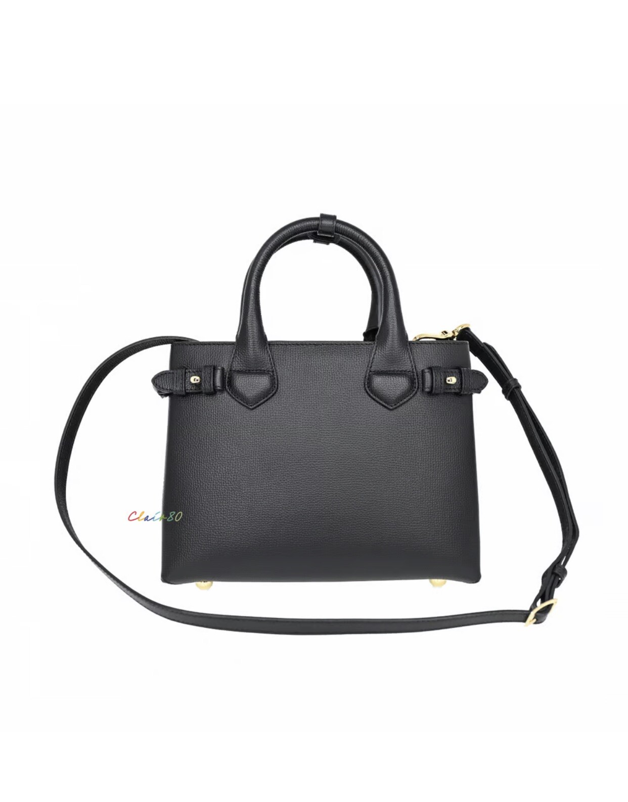 Burberry Medium Banner House Check Derby Black Leather Tote image 5