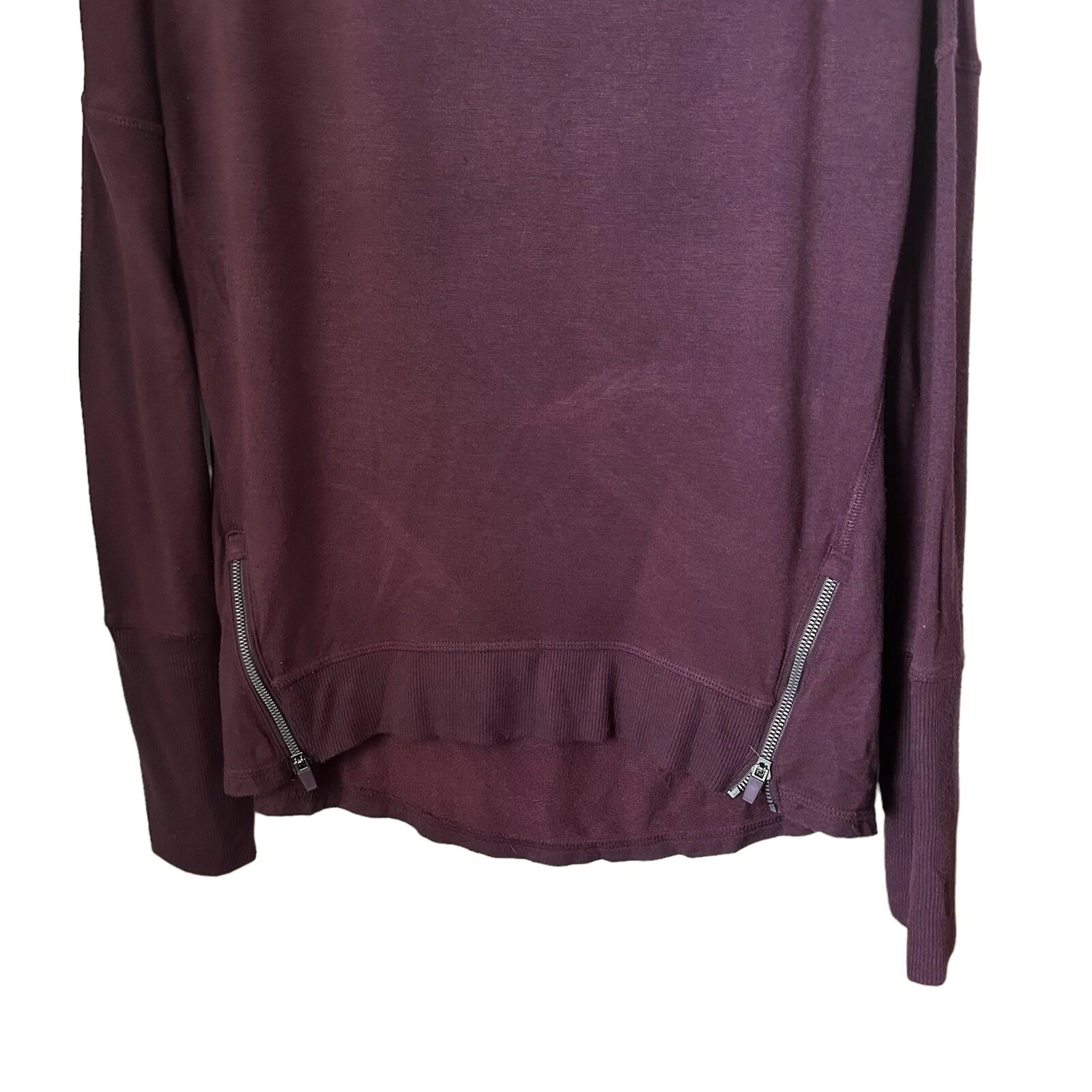 yogalicious long sleeve zip hem pullover thumb hole sweater