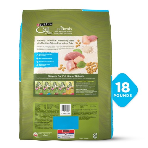 Cat Chow Naturals, Indoor Dry Cat Food, Chicken & Turkey, 18 lb Bag - Picture 7 of 11