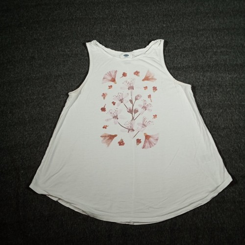 Old Navy Tank Top Women Medium White Floral Base Layering Flowy Boho Costal - Bild 1 von 10