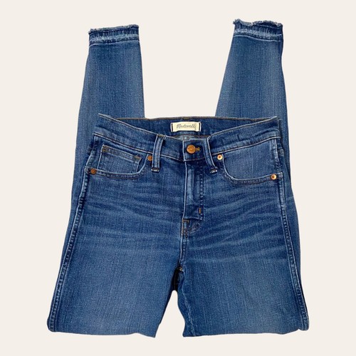 Madewell Jeans 9" High Rise Skinny Raw Hem Stretch Distressed Women's 26 - Picture 2 of 17