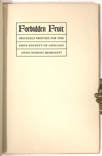 Limited Edition   Norman W. Forgue   Forbidden Fruit   Black Cat Press   1936 - Bild 1 von 6