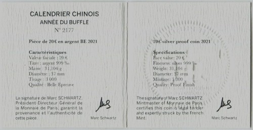 NGC PF70 France 2021 Year of Ox High Relief Silver Coin 1oz 20 Euro - Picture 5 of 7
