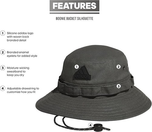 adidas Men's Parkview Boonie Bucket Hat Legend Ivy Green/Black - Picture 2 of 5