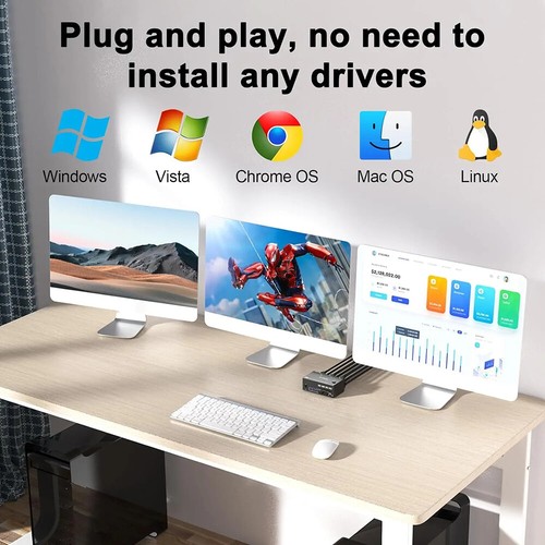 8K@60Hz HDMI+2 Displayport USB 3.0 KVM Switch 3 Monitore 2 Computer 4K@144Hz - Bild 10 von 20
