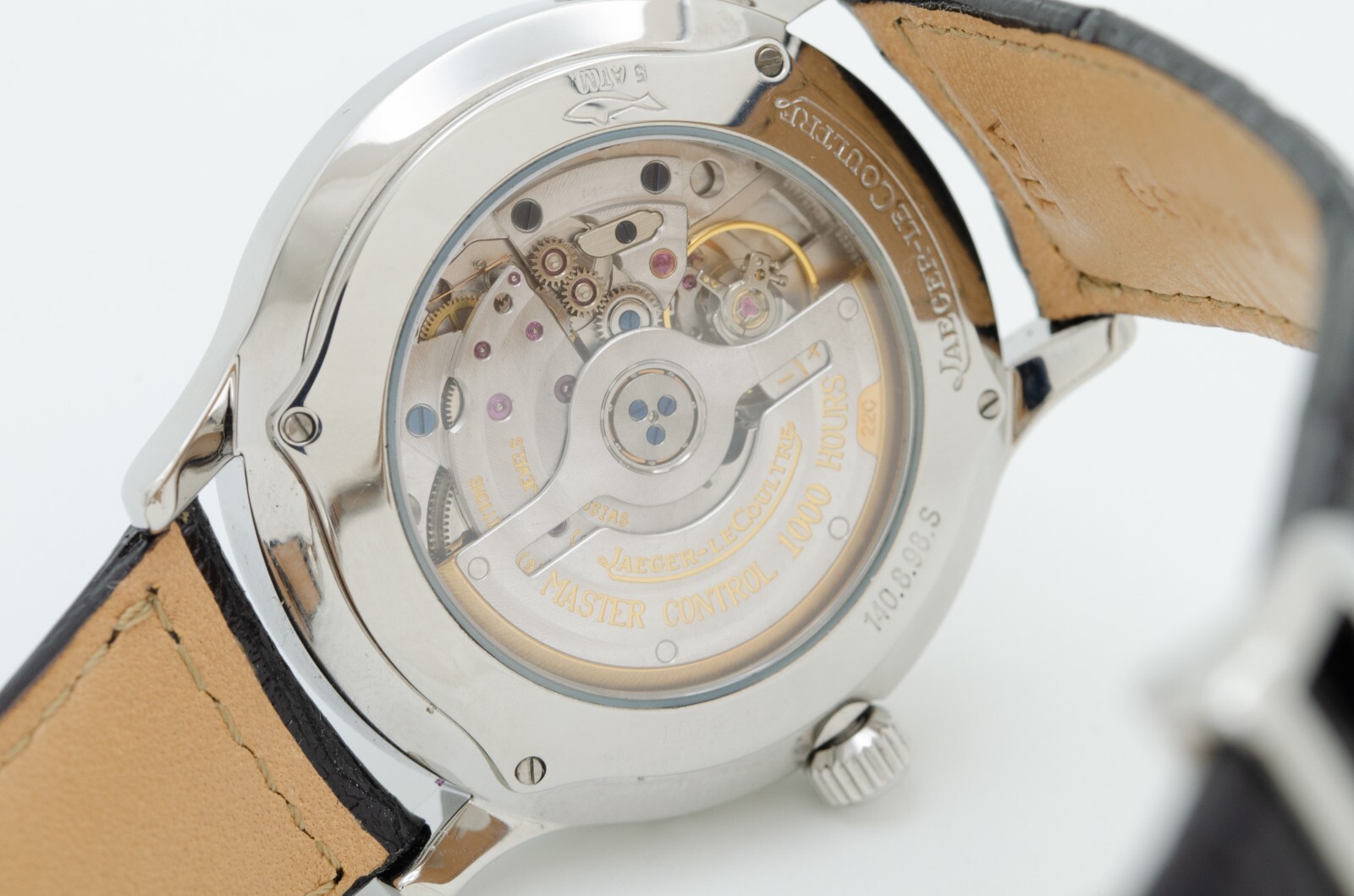 Jaeger LeCoultre Master Control Moon Black Full Calendar Stainless Steel Watch