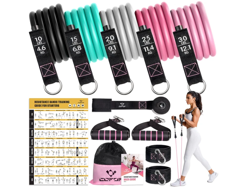 Resistance Bands with Handles for Women, 5 Level Exercise 10-100 LBS Colour