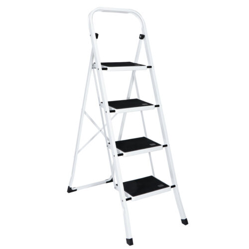 4 Step Ladder Folding Step Ladder for Kitchen Garage Library and Home Sturdy - Picture 2 of 12