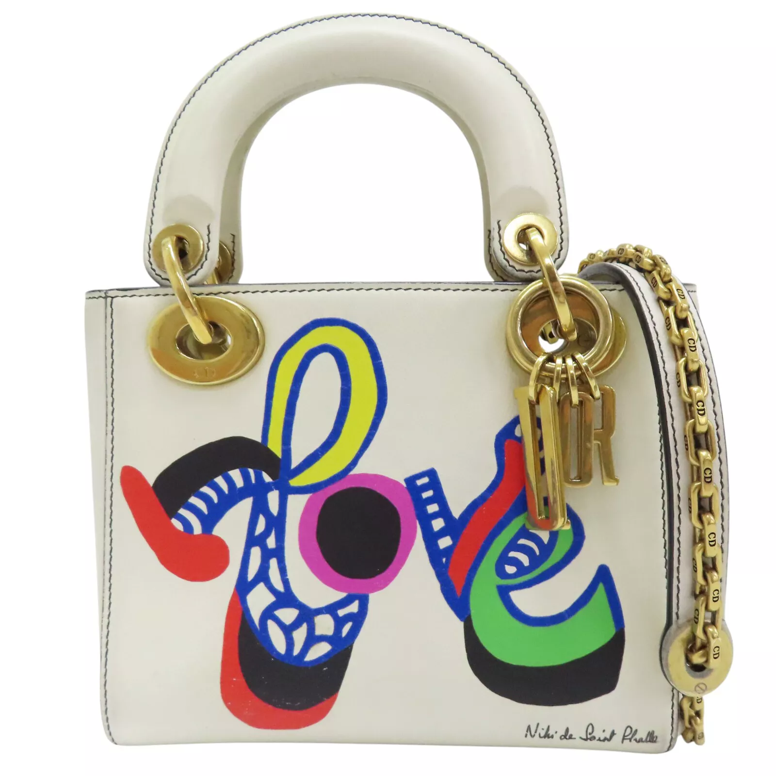 Sac à main bandoulière Dior Niki De Saint Phalle Love Lady Dior cuir de veau blanc