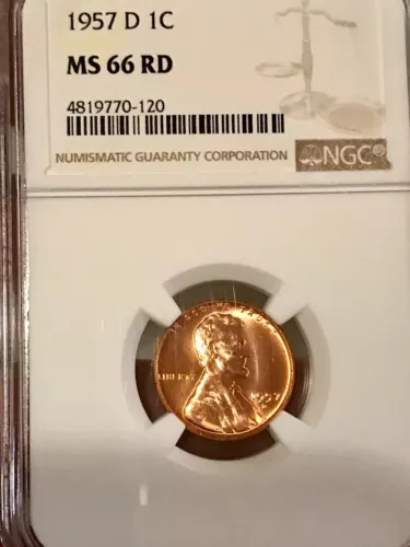 1957 D Lincoln Wheat Cent MS66RD NGC GRADED (120)