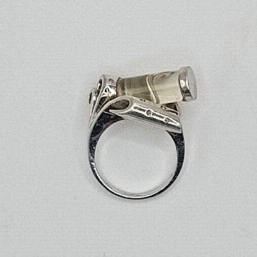 Elise Adoree Lemon Quartz & Diamond, Platinum Plated Sterling Silver Ring size 7 - Picture 2 of 6