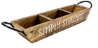 Simply Snackin 3 Section Divided Natural Wood Snack Tray Metal Handles +Feet NWT