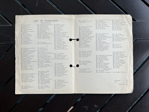 1933 RMS Carinthia Passenger List - Southern Hemisphere Cruise - Cunard Line - Picture 3 of 3