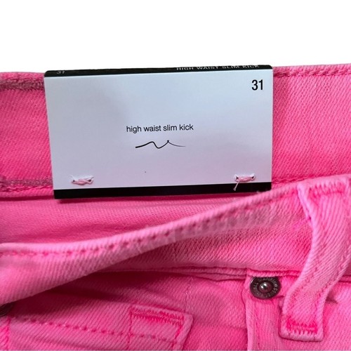 7 For All Mankind 31 Pink High Waist Slim Kick Stripe Jeans Cropped Neu mit Etikett - Bild 2 von 6