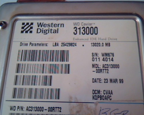 Hard Drive Disk IDE Western Digital Caviar 313000 AC313000-00RTT2 25429824 WD - Picture 2 of 4