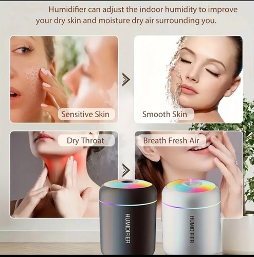 USB Mini Car Humidifier Air Purifier Freshener LED Aroma Essential Oil Diffuser - Picture 2 of 11