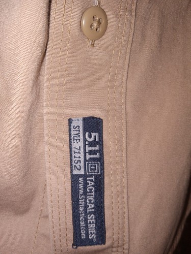 5.11 Tactical Shirt Mens Med 44 Khaki Tan Canvas Workwear Military Pockets SS - Picture 6 of 12