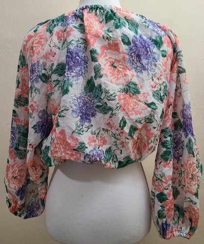 NWT Cotton On Float On Blouse Keily Floral Print Tie Front 2XS XXS Long Sleeve  - Picture 4 of 5