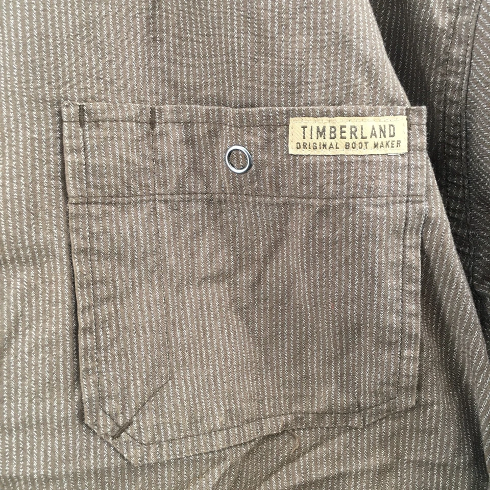 Camisa de vestir Timberland con botones para hombre XL marrón algodón cuello mangas largas Foto 4 de 4