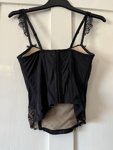 Mariemeili Black Nude Lace Beads Boned Bustier Corset Top UK32C - Picture 4 of 9