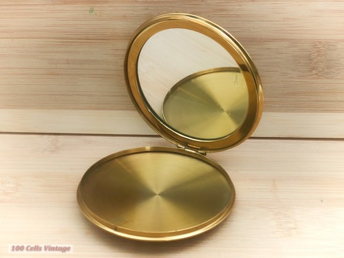 Espejo grande tono dorado guilloche-maquillaje/polvo vintage compacto-204 - Imagen 4 de 5