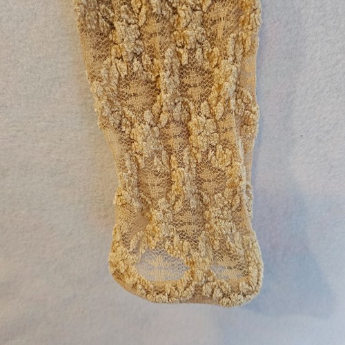Vintage Lisa Ho 90s Champagne Coloured Lace Dress Sz 16 V-Neck Long Sleeve Sheer - Picture 7 of 11