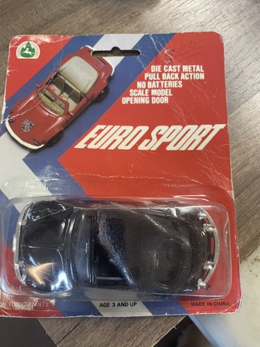 Vintage schwarz Euro Sport Die Cast Modellauto Verpackung Pull Back - Bild 2 von 5