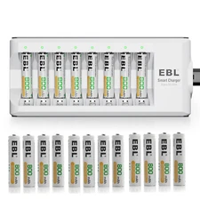 EBL AAA Rechargeable Batteries 1.2V NIMH  / 8 Bay Charger