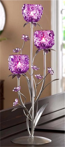 CANDELABRO TRIPLE FUCSIA BLOOMS ** PLUMÍN - Imagen 10 de 12