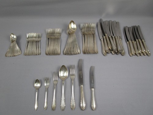 Jaeger - Jugendstil Besteck - 12 Personen / 84 Teile - 100er Versilberung - Bild 2 von 24