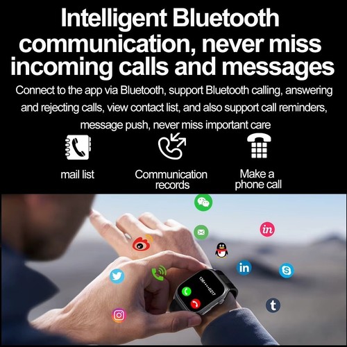 2.06" Pompa powietrza Poduszka powietrzna Prawdziwe ciśnienie tlenu we krwi EKG Smartwatch Połączenie Bluetooth - Zdjęcie 14 z 27