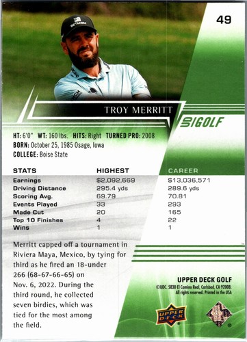 2024 Upper Deck #49 Troy Merritt PGA - Picture 2 of 2