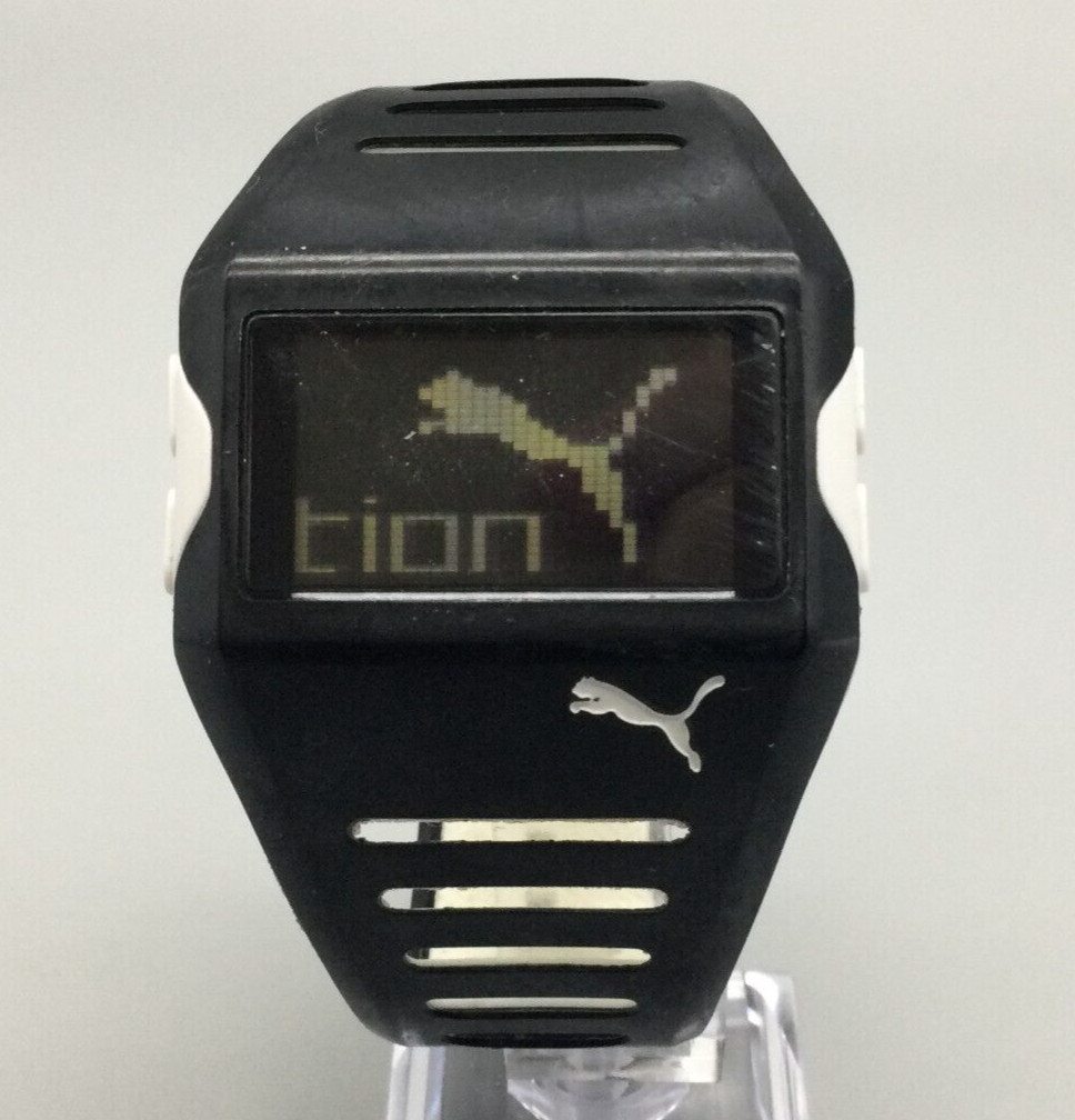 Puma Digital Watch Men 42mm Black Rectangle Dial New Battery