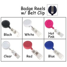 50 ID Badge Reels Lanyard w/ Belt Clip  Strap - PICK QTY  COLOR