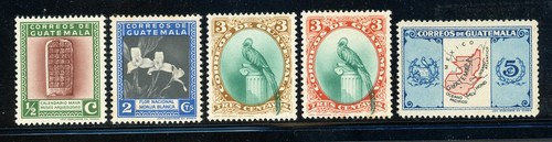 GUATEMALA MH Selections: Scott #292-296 Series of 1929 Flower Quetzal MAP CV$24+